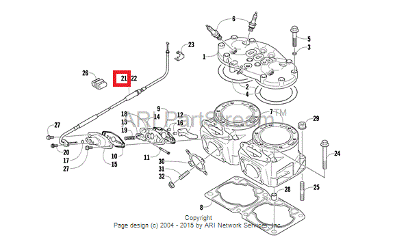 3007-456 Трос Выпускного Клапана Короткий MAG Для Arctic Cat M800