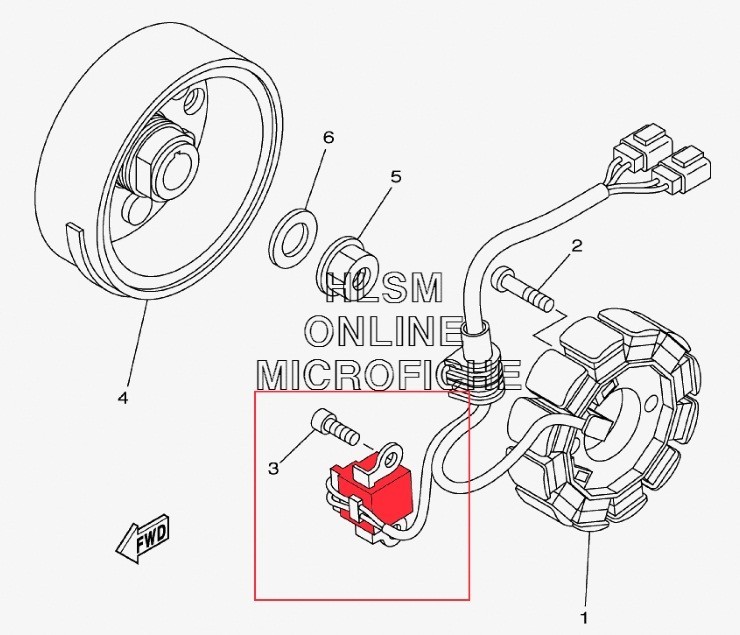 Датчик хола (катушки генератора) Yamaha YFZ 450 2004-2009 5TG-81410-02-00 PC147CA