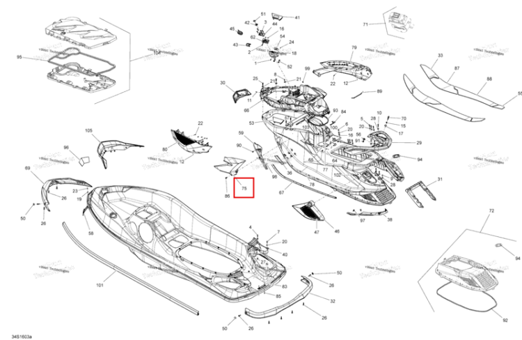 Правый COSMETIC Sea-Doo RXT (2016) (291004209)