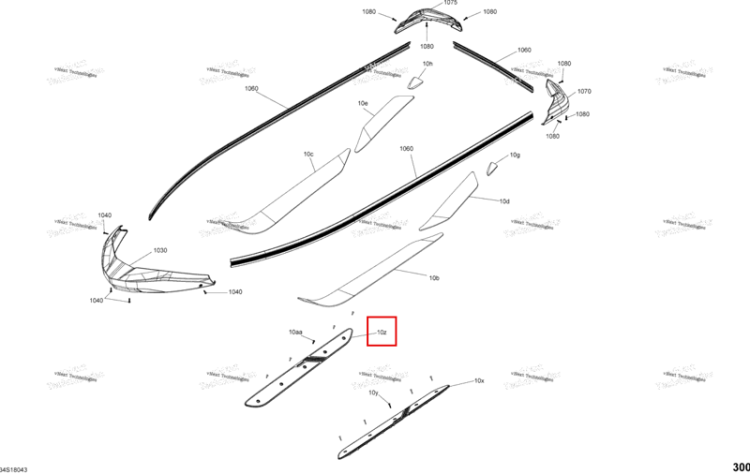 Dragon красный правый подножка Sea-Doo RXT 300 (2018) (291004787)