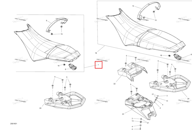 Can Am красный сиденье в сборе модель цвет красный 2 Up Sea-Doo Spark (2016) (269002927)