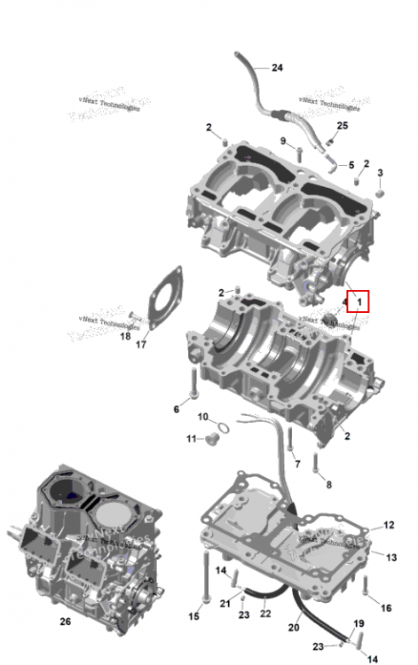Картер двигателя в сборе включает no 1 5 Ski-Doo Summit X 850 E-TEC Turbo R (2026) (420894411)