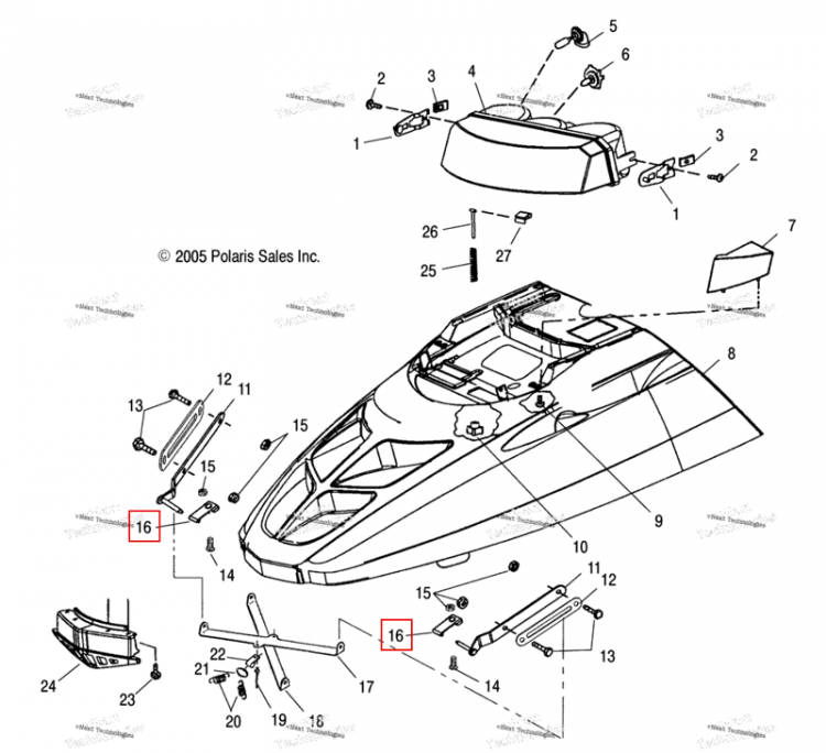 Петля пластина нижний Polaris Widetrak LX (2006) (5244395)