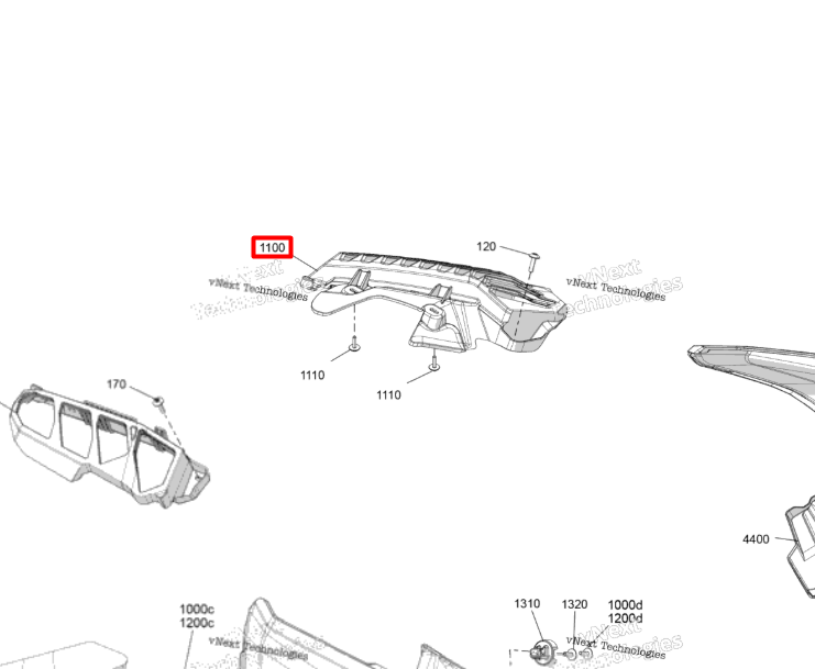 517308292 Решетка вентиляционная боковой панели правая Ski Doo 517308254