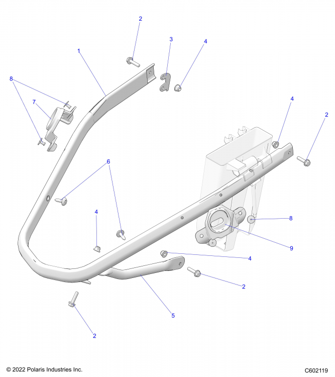 5342112 Кронштейн переднего бампера для снегоходов Polaris PATRIOT 5342112