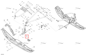 Платиновый серебристый матовый правый лыжа Leg 10 Ski-Doo 505075562