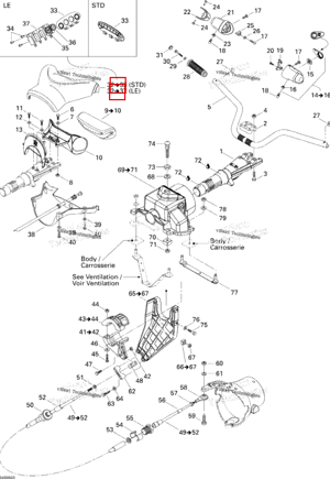 Верхний Steering крышка чёрный STD Sea-Doo 277001393