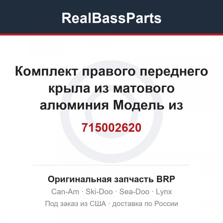 715002620 Комплект правого переднего крыла из матового алюминия Модель из матового алюминия, кроме Северной Америки