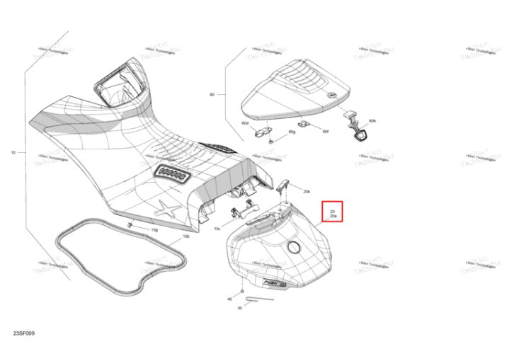 Литой основание опора комплект включает 20 to 20 b Sea-Doo RXP 325 X (2026) (295501260)