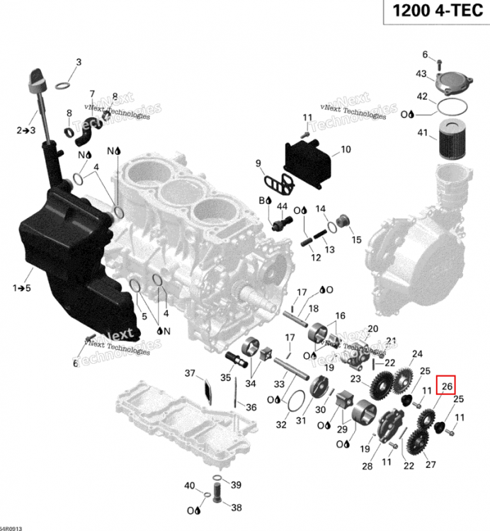 Idle шестерня 22 зубьев Ski-Doo GTX LE 1200 4-TEC (2009) (420835052)