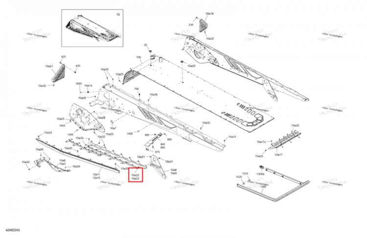 Левый задний Perforated подножка Ski-Doo Summit 850 E-TEC Turbo R X (2024) (518332464)