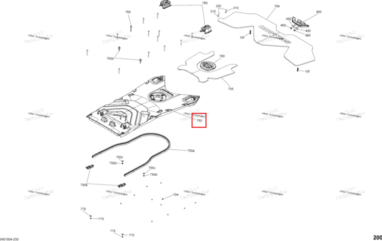 Access крышка в сборе включает 750 to 750 e Sea-Doo RXT 300 (2018) (291004462)