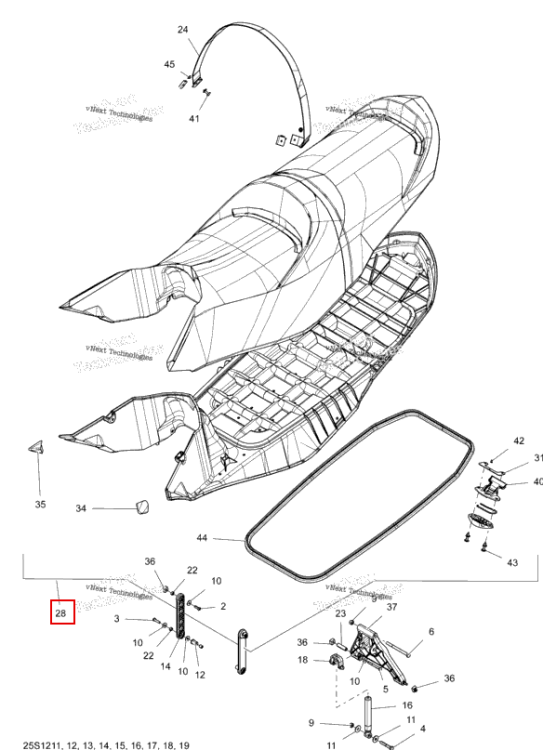 Сиденье в сборе RXT × жёлтый Sea-Doo RXT-X 260 RS (2012) (269002354)