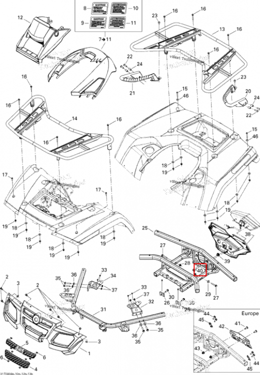 Винт M4 × 16, тип K 40 Can-Am Outlander MAX 800 XT (2008) (250000113)