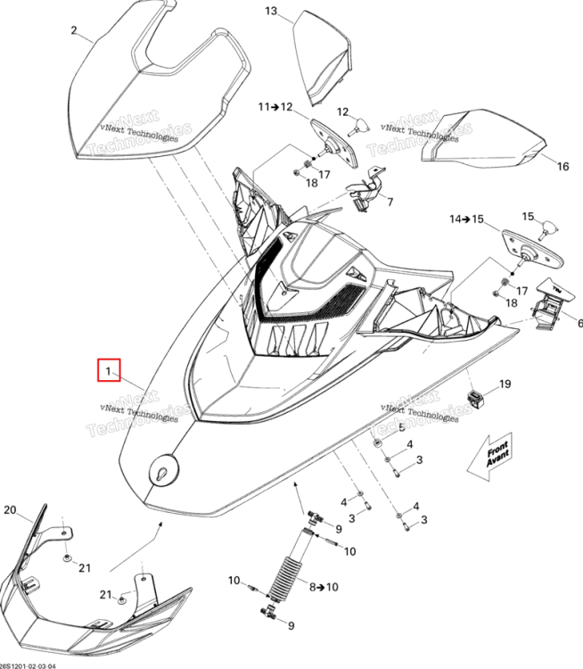 Капот в сборе белый Sea-Doo GTX 215 (2012) (269501885)