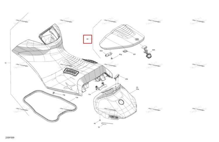 Сиденье Hump Phoenix оранжевый в сборе включает 60 to 60 h Sea-Doo RXP 325 X (2026) (269004315)
