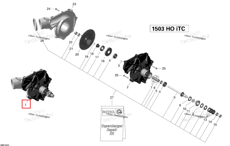Supercharger в сборе включает 1 to 25 Sea-Doo RXT (2016) (420881992)
