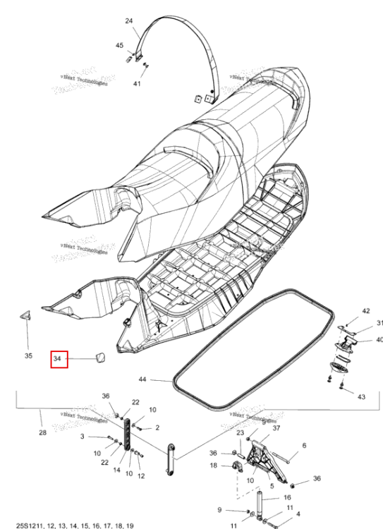 Левый сиденье защита RXT × жёлтый Sea-Doo RXT-X 260 RS (2012) (269002184)