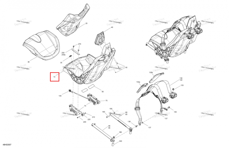 Legion красный сиденье основание Can-Am Maverick MAX Turbo RR XRS Smart Shock (2024) (708003645)