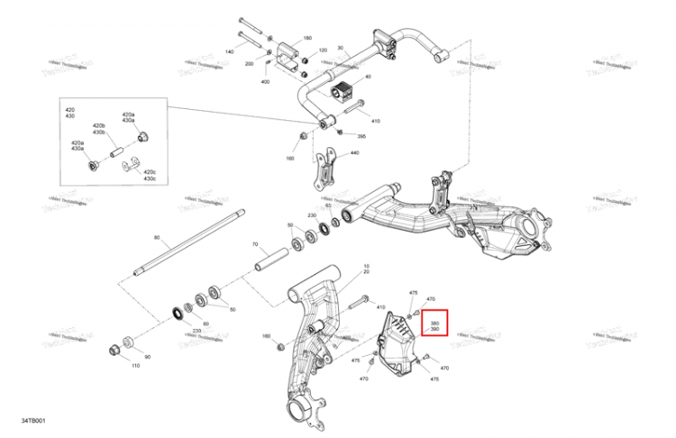 Левый задний шрус защита Can-Am Outlander 1000R EFI XMR (2022) (706005101)
