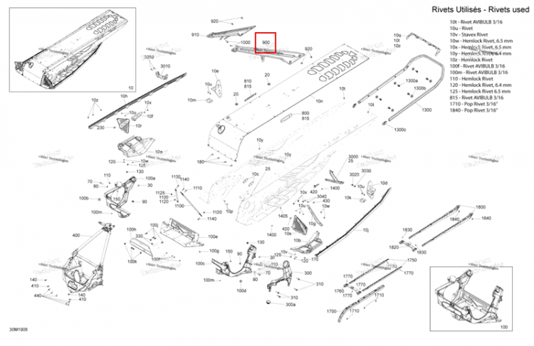 Красный левый Member красный Item Ski-Doo Summit 850 E-TEC (2019) (518330879)