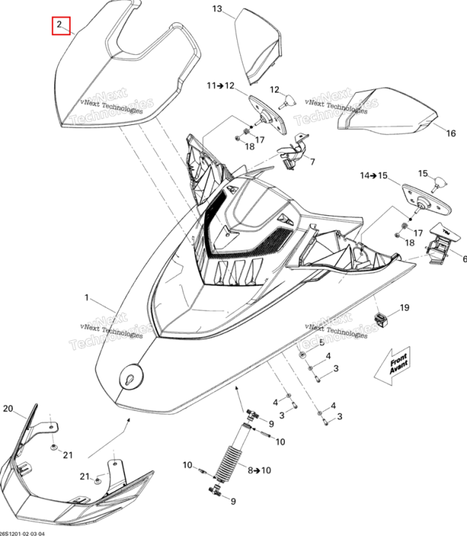 Передний верхний дефлектор чёрный Sea-Doo GTX 215 (2012) (269501663)