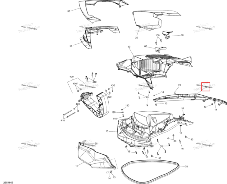 Глубокий чёрный правый Storage крышка Sea-Doo RXP 300 (2018) (269502329)
