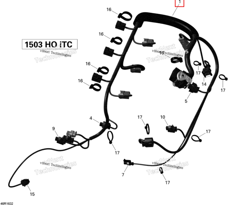 Двигатель жгут проводов в сборе Inclus 1 15 Sea-Doo RXT (2016) (420665206)