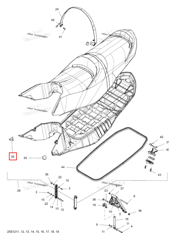 Правый сиденье защита RXT × жёлтый Sea-Doo RXT-X 260 RS (2012) (269002185)