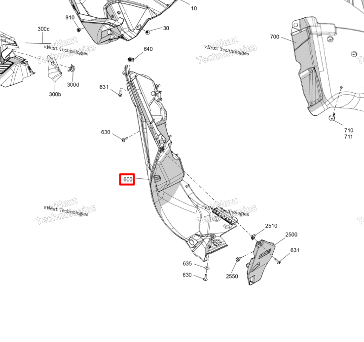 502008812 502008236 Панель боковая нижняя левая G5 Ski-Doo