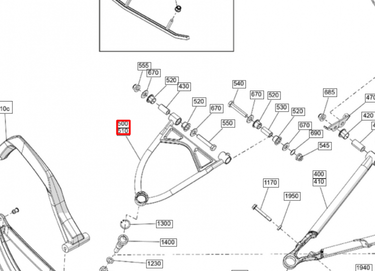 505075210 Рычаг верхний левый 32 Ski-Doo 