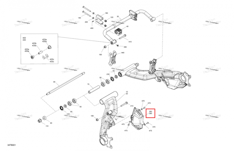 Правый задний шрус защита Can-Am Outlander 1000R EFI XMR (2022) (706005102)