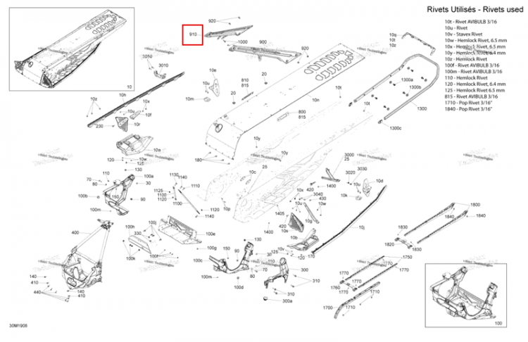 Красный правый Member красный Item Ski-Doo Summit 850 E-TEC (2019) (518330884)