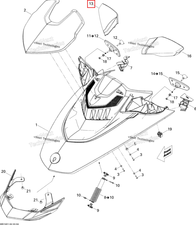 Правый зеркало корпус GOLD Sea-Doo GTX 215 (2012) (269501889)