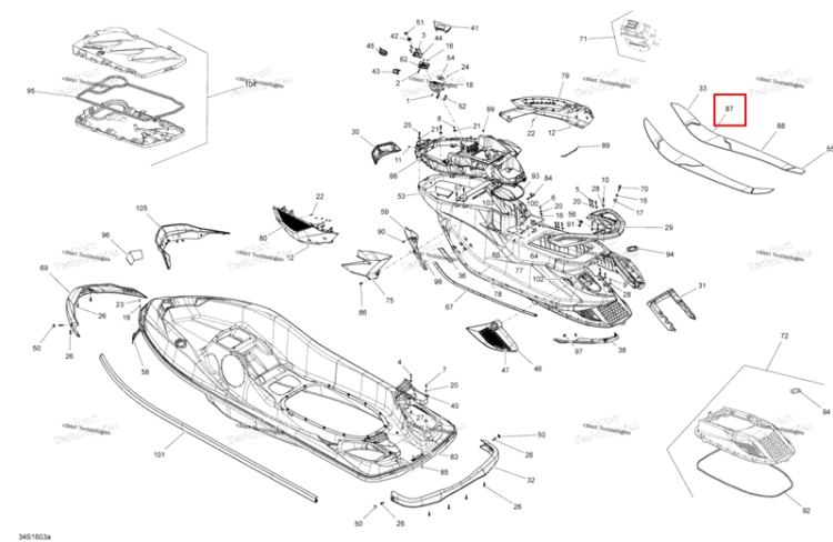 Правый CENTER передний CARPET Sea-Doo RXT (2016) (291003464)