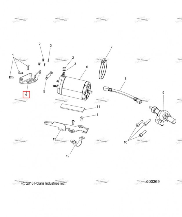 В сборе кронштейн ELEC START / клипса Polaris 800 AXYS Pro RMK LE 155 (2017) (1020244)