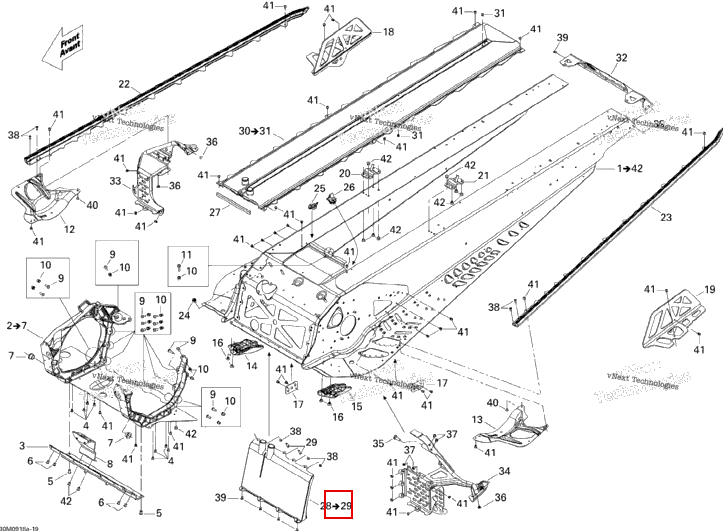 Передний радиатор в сборе включает 28 to 29 Ski-Doo GTX LE 1200 4-TEC (2009) (518325732)