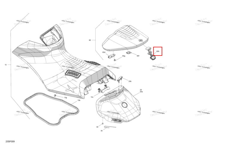 Сиденье защёлка Sea-Doo RXP 325 X (2026) (269003522)