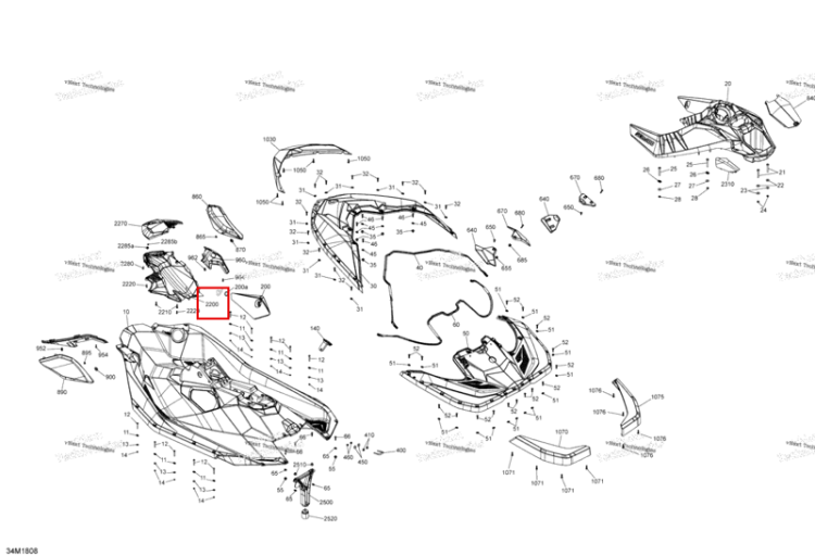 Чёрный Inferior крышка Sea-Doo Spark 900 ACE (2018) (291004575)