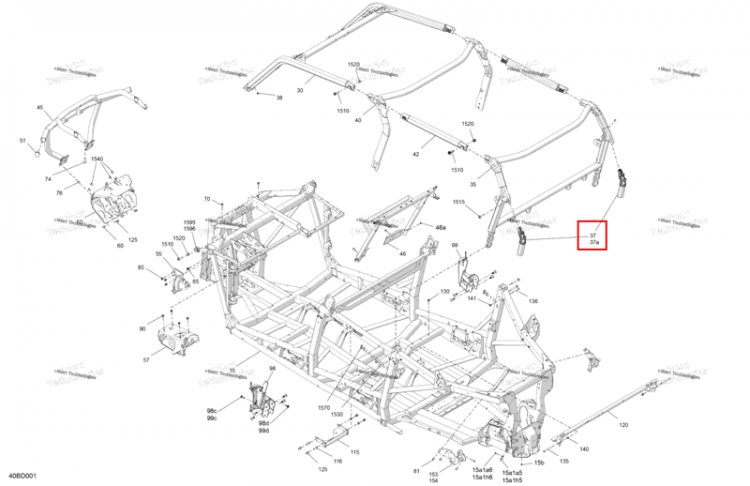 Задний каркас Extension комплект включает 37 to 37 a Can-Am Commander MAX 1000R EFI XT (2024) (705211493)
