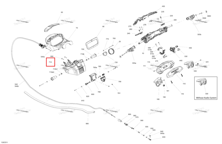 Рулевая колонка опора в сборе включает 710 to 710 b Sea-Doo RXT-X 300 (2023) (277002158)