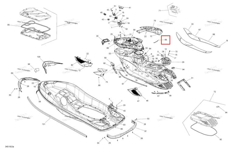 Сальник 1000 мм длинный Sea-Doo RXT (2016) (219704381)