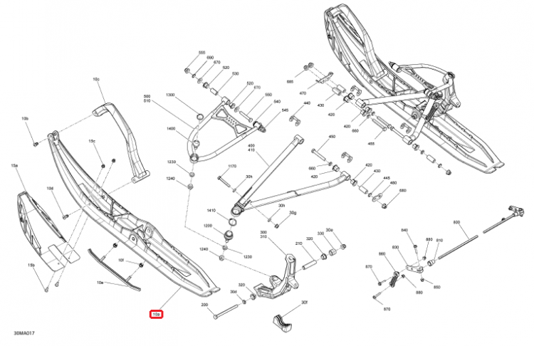 505074988 Лыжа серая Ski-Doo