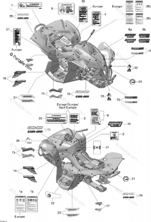 704901548 Задняя наклейка Canam Viper красная