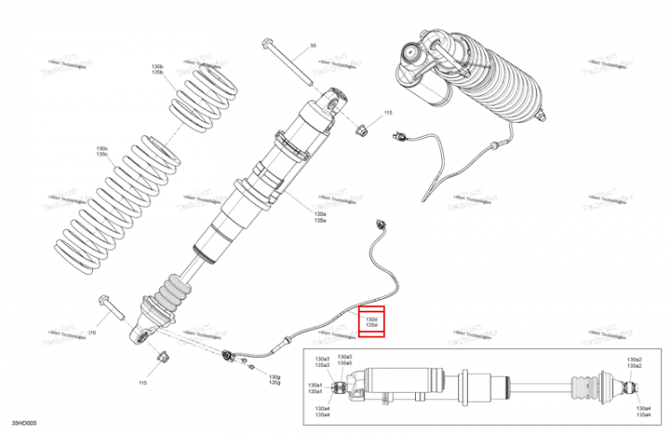 Передний подвески жгут проводов в сборе Can-Am Maverick MAX Turbo RR XRS Smart Shock (2024) (710006388)