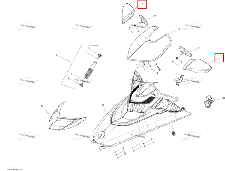 Чёрный левый зеркало корпус Sea-Doo RXT (2016) (269502203)