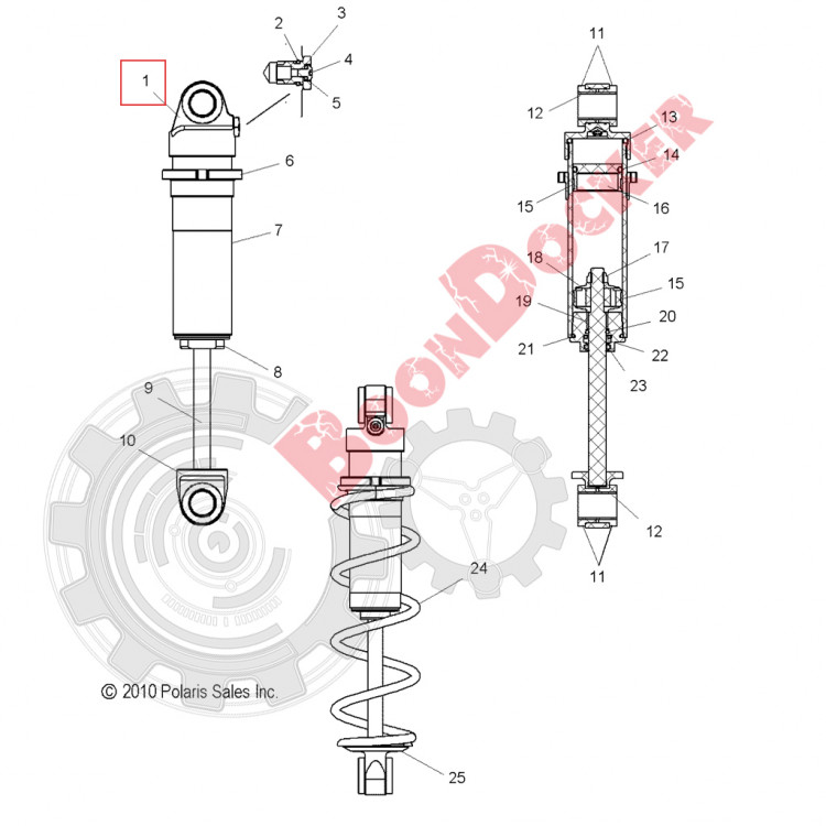 7043602 Амортизатор задней подвески передний для снегоходов Polaris PRO RMK 2011-2015" 7043602