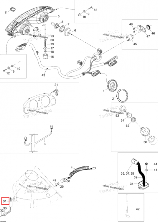 Выключатель тормоз включает 31 to 33 Ski-Doo Skandic SUV (2009) (515175571)