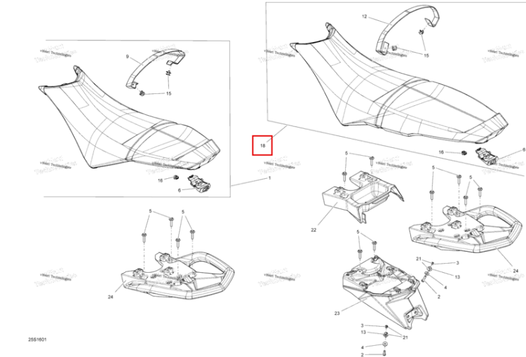 Tactical серый сиденье в сборе модель цвет Bright белый 3 Up Sea-Doo Spark (2016) (269002928)