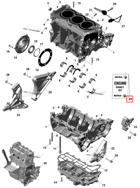 Двигатель комплект прокладок Sea-Doo Spark 900 ACE Base (2026) (420686234)